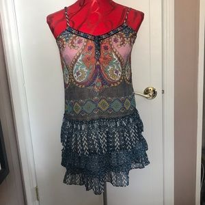 Band of Gypsies Paisley Ruffle Slip Dress